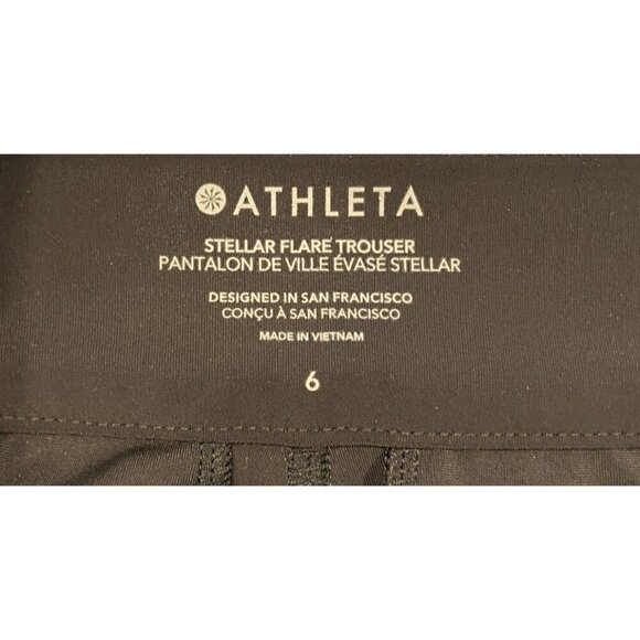 Athleta Stellar Flare Trouser Pants Zipper Ankle Black Size 6 - Picture 2 of 5